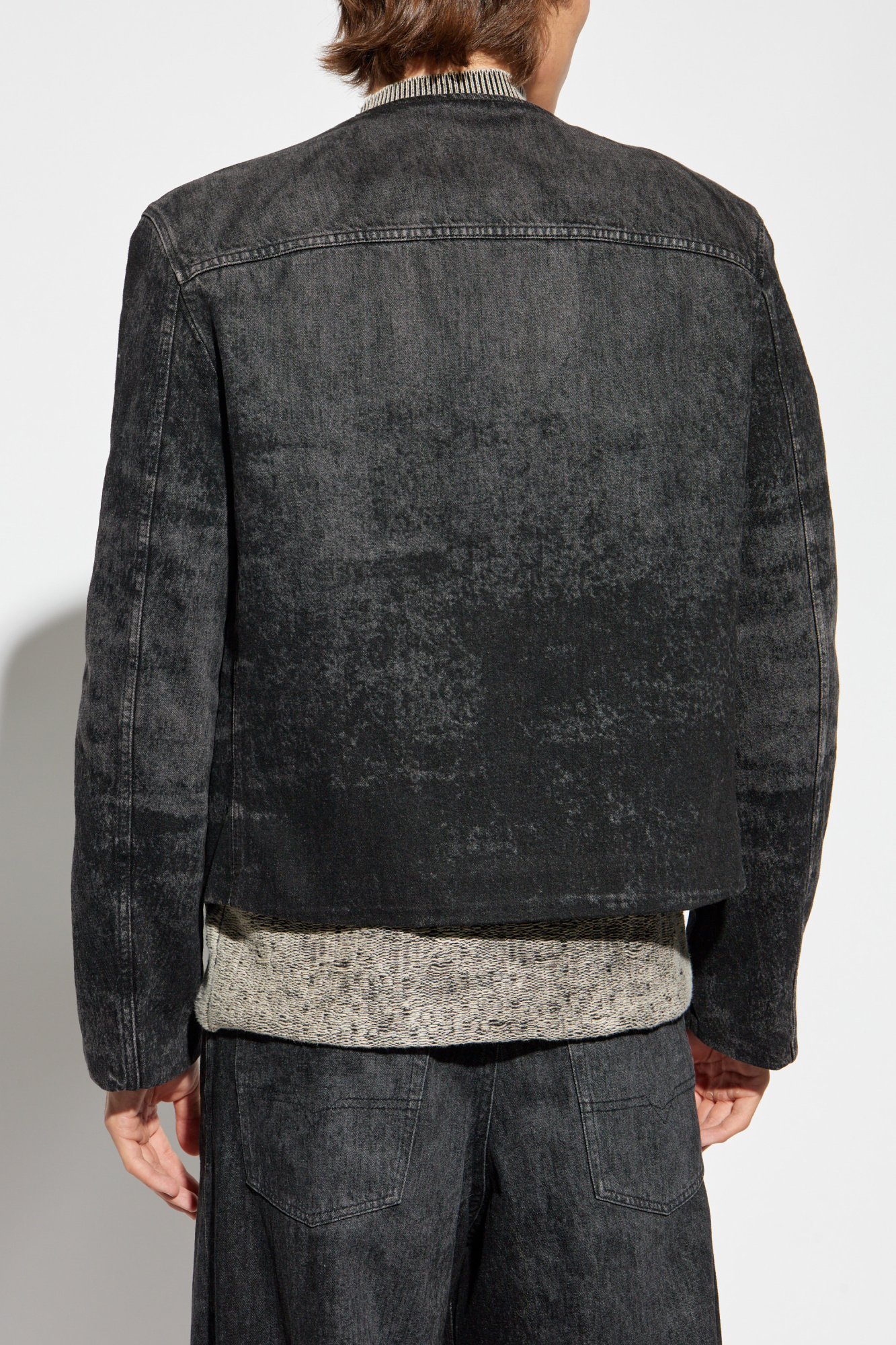 DIESEL FW25e新作 D-Aberdeen-Fsh2 デニムジャケット D-ABERDEEN-FSH2 Jacket in lasered cotton-hemp denim｜ブラック
